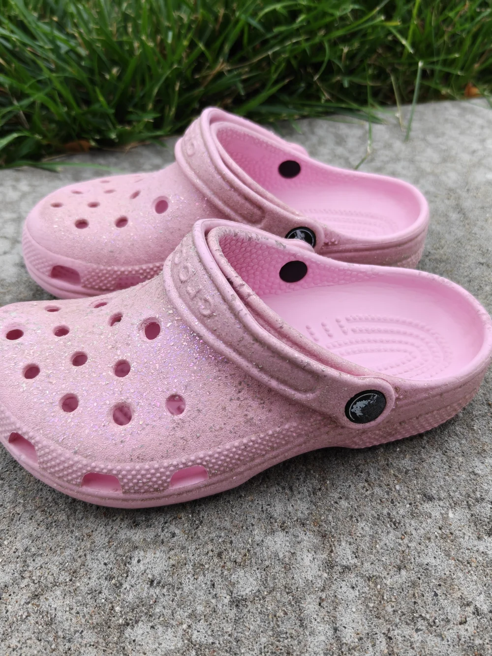 Crocs Girls Kids Pink Glitter Crocs Clogs Sandals Size J1 Size 1